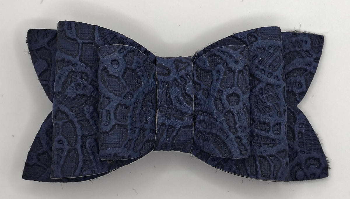 Navy Blue Embossed Bow