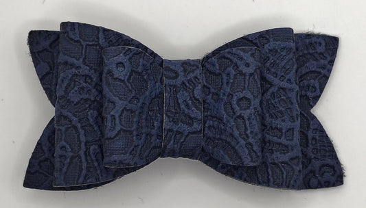 Navy Blue Embossed Bow