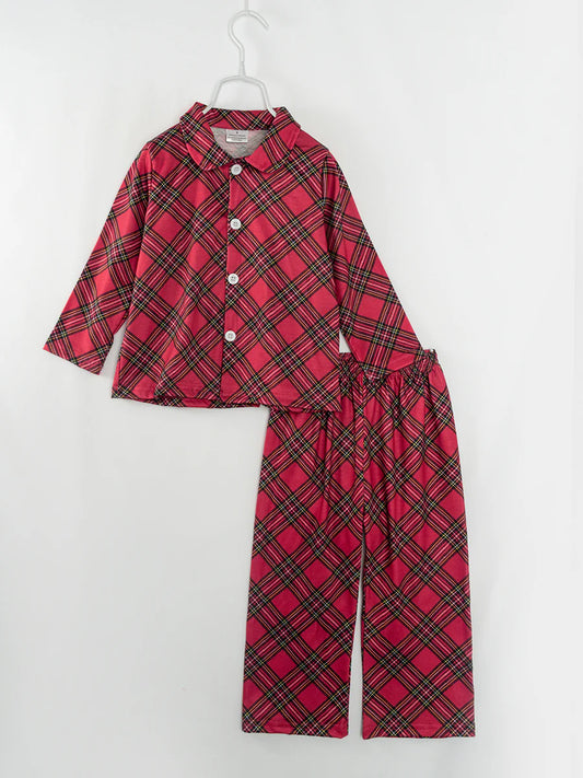 Red Plaid Boy Outfit Pajamas