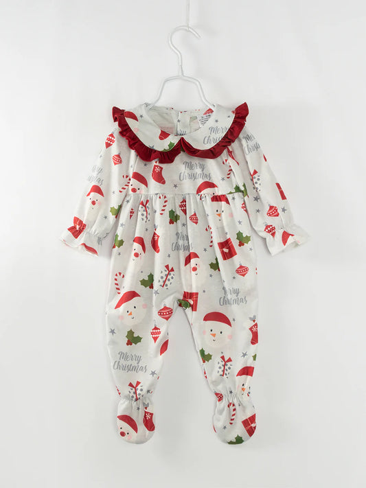 Christmas Ruffle Baby Girl Romper