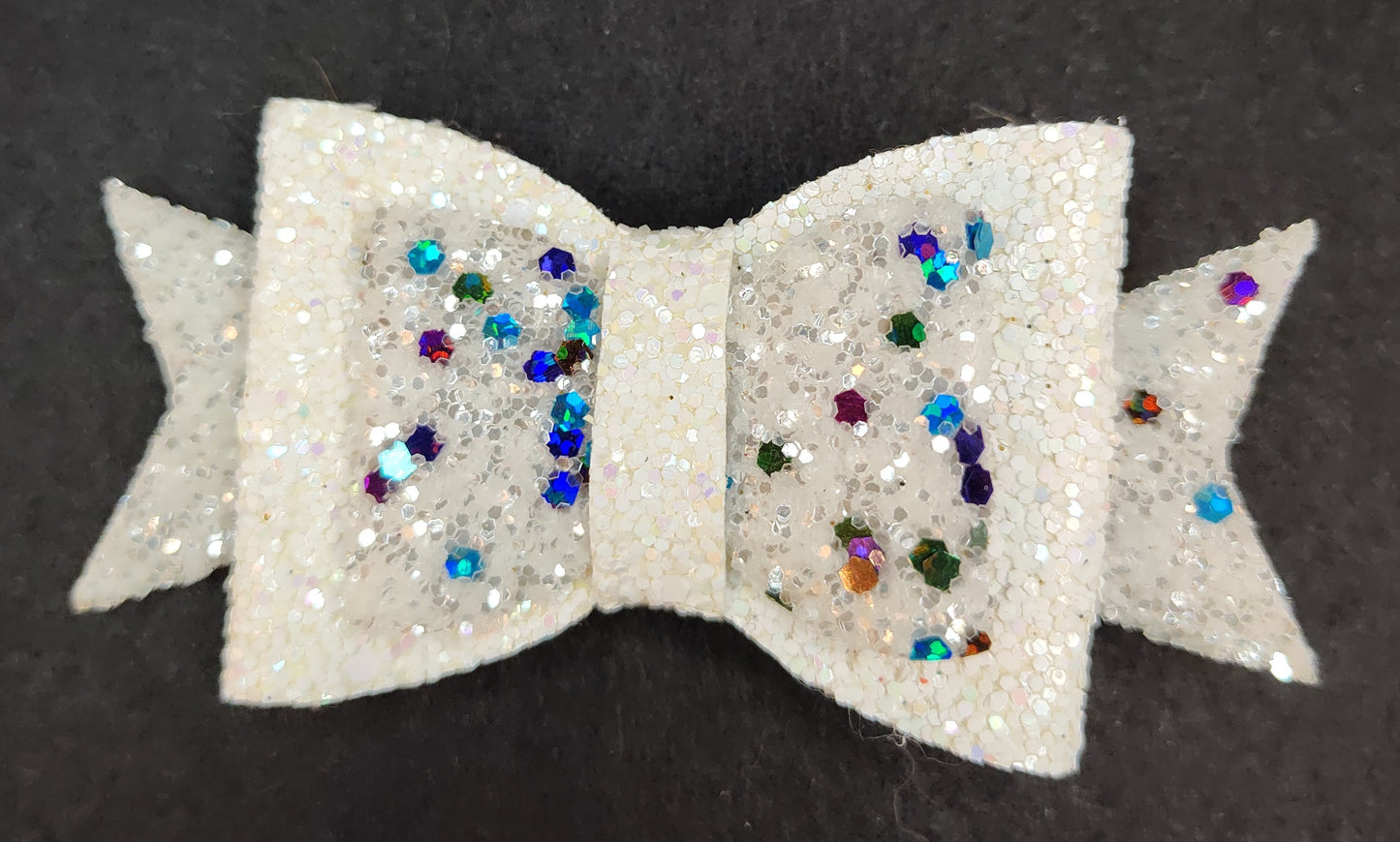 White Bow with Multi Colored Flecks
