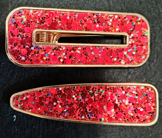 Glitter Red Clips